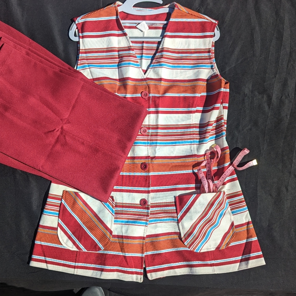 60s/70s Vintage polyester striped leisure outfit